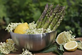 Green asparagus, lemons and elderflowers