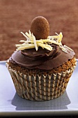 A chocolate Easter cupcake