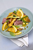 Duck with orange and fried polenta