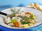 Fish and vegetable soup with dill