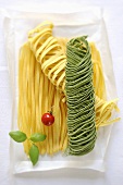Various types of pasta on paper