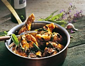 Braised chicken with olives and sage