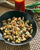 Wok-fried chicken breast with peanuts