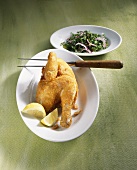 Fried poussin with parsley salad