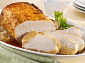 Roast pork with gravy and sauerkraut