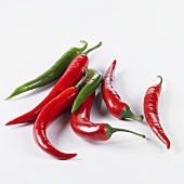 Several red and green chillies