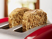 Slices of wholemeal toast in toaster