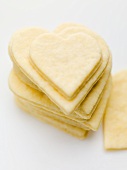 Several heart-shaped biscuits, stacked