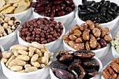 Various types of beans in bowls