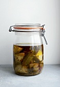 Artichokes in olive oil in a preserving jar