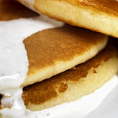Pancakes with cream, close-up