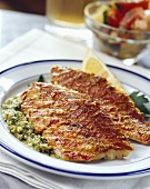 Red mullet with walnut and parsley pesto