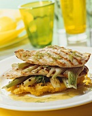 Grilled chicken breast with fennel
