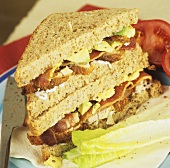 Chicken and avocado sandwich in wholemeal bread
