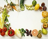 Fruit and vegetables forming a frame