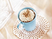Chocolate drink with cream topping