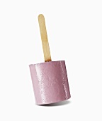 Homemade Strawberry Popsicle on White Background