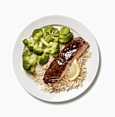 Teriyaki Salmon Dinner with Broccoli and Rice