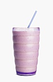 Fruit Smoothie in a Glass with a Straw; White Background