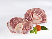 Slices of raw veal shank