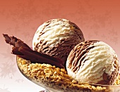 Chocolate hazelnut ice cream, close-up