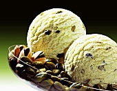 Pistachio ice cream, close-up