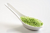 A spoonful of pearl sago (green)