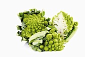 Romanesco broccoli, whole and halved