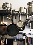 Pots and pans in a kitchen