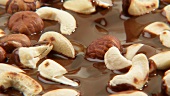 Nuts with melted milk chocolate