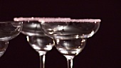Cocktail glasses with sugared rims