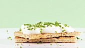 Soft cheese and chives on crispbread