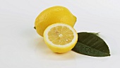 Lemons and lemon leaves