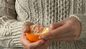 Peeling a mandarin orange