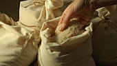 White rice in a sack