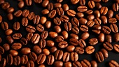 Coffee beans on black background