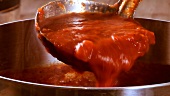 Simmering tomato sauce