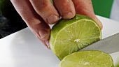Slicing a lime