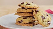 Chocolate Chip Cookies on a Striped Cloth