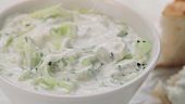 A bowl of tzatziki (Greek cucumber yogurt)