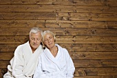 Germany, Senior couple wearing bath robes