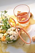 Fruit salad with goat's cheese, aperitif