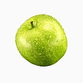 Green apple with drops of water