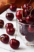 Bing Cherries In Glass Bowl