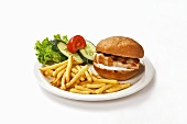 Chicken burger with chips
