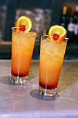 Easy Rider cocktails made with rum and passion fruit syrup in bar