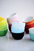 Many coloured bowls, stacked