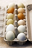 Twelve eggs in an egg box