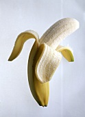 Zur Hälfte geschälte Banane 