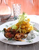 Rosti with gravlax on plate